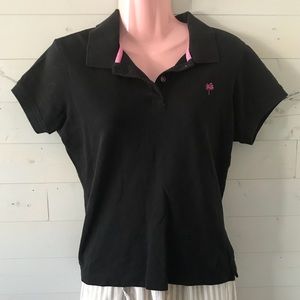 Lilly Pulitzer Black Polo Shirt Women Medium